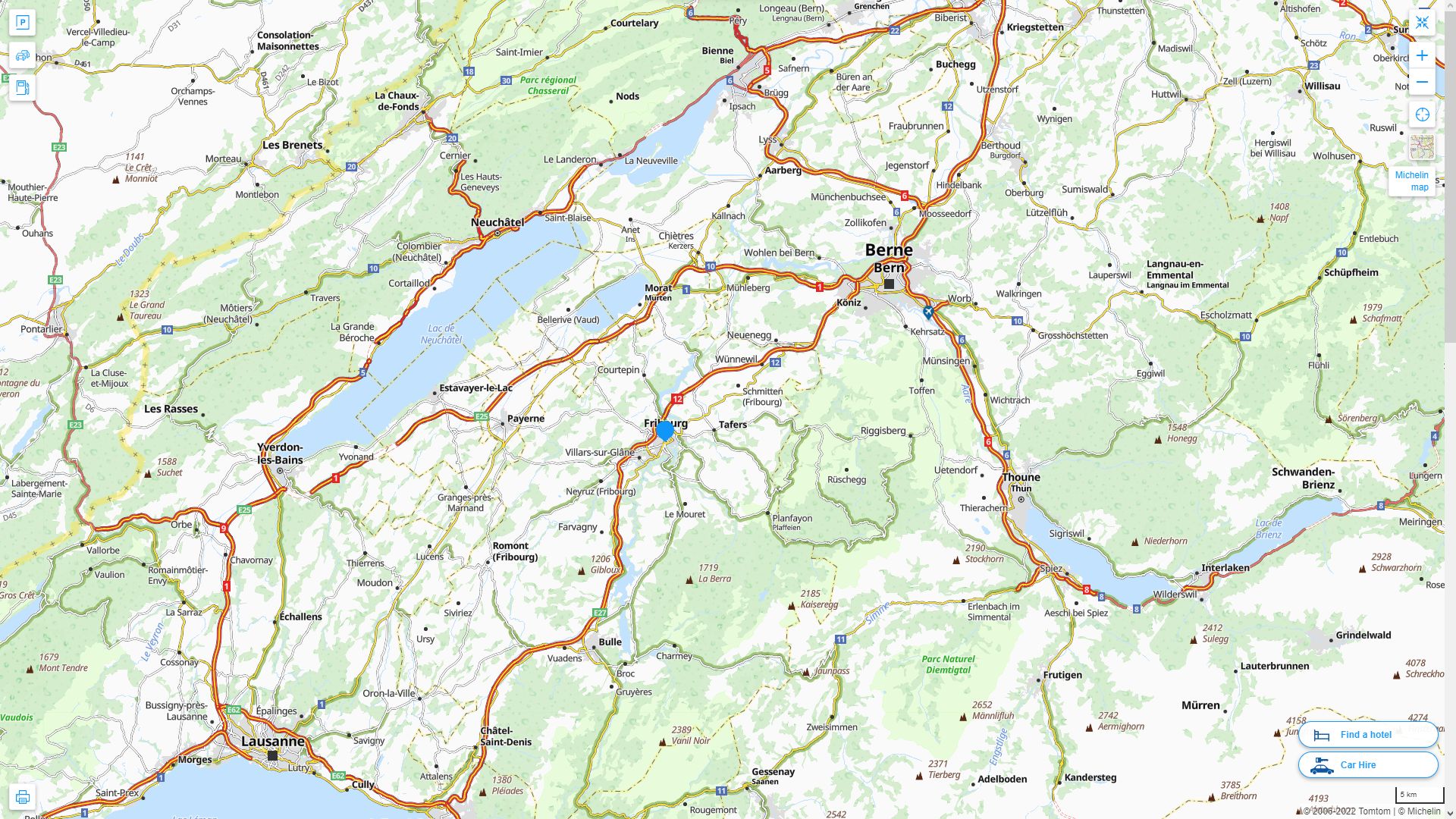 Fribourg Suisse Autoroute et carte routiere